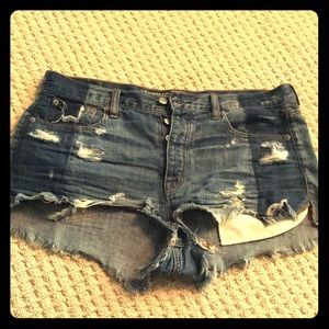 Ripped jean shorts